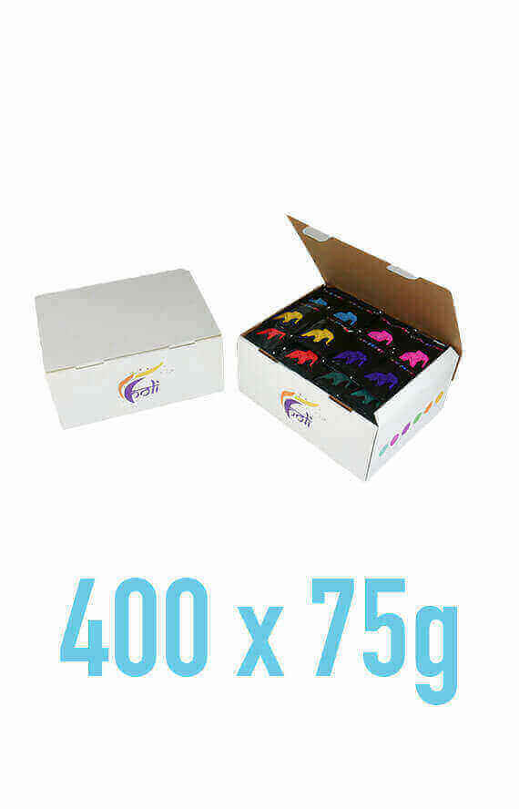 Caja con 400 bolsas para holi colour